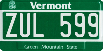 VT license plate ZUL599