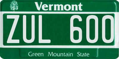 VT license plate ZUL600