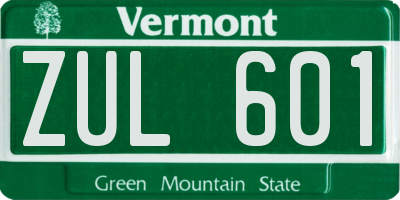 VT license plate ZUL601