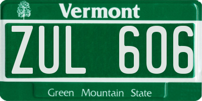 VT license plate ZUL606