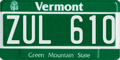 VT license plate ZUL610