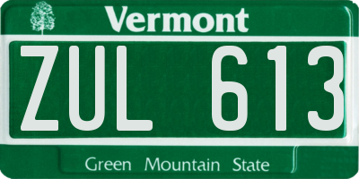 VT license plate ZUL613