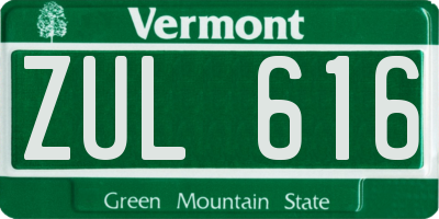 VT license plate ZUL616