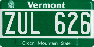 VT license plate ZUL626