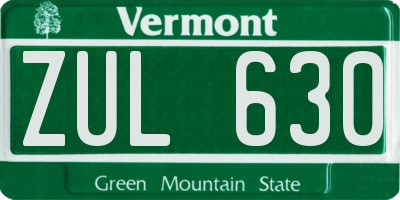 VT license plate ZUL630