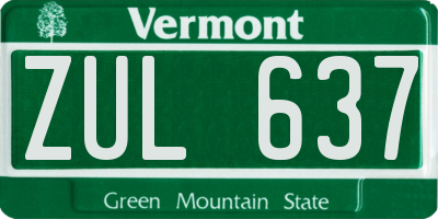 VT license plate ZUL637