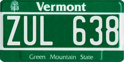 VT license plate ZUL638