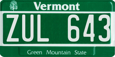 VT license plate ZUL643