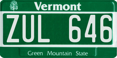 VT license plate ZUL646