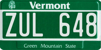 VT license plate ZUL648