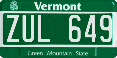 VT license plate ZUL649