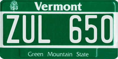 VT license plate ZUL650