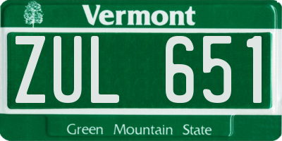 VT license plate ZUL651