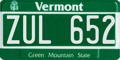 VT license plate ZUL652