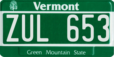 VT license plate ZUL653