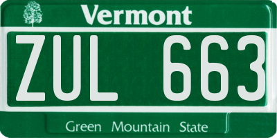 VT license plate ZUL663