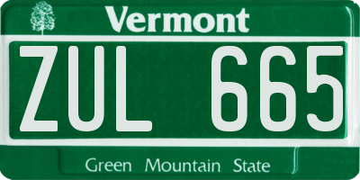 VT license plate ZUL665