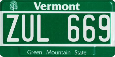 VT license plate ZUL669