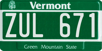 VT license plate ZUL671