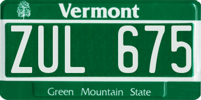 VT license plate ZUL675