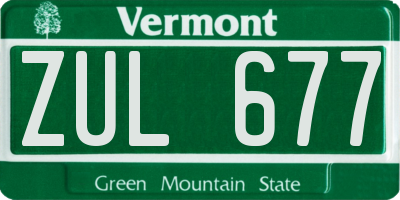 VT license plate ZUL677