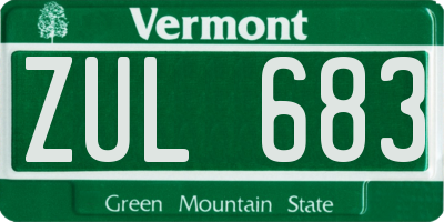 VT license plate ZUL683