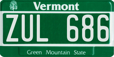 VT license plate ZUL686