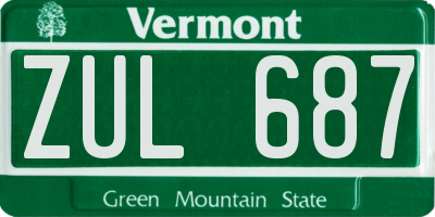 VT license plate ZUL687