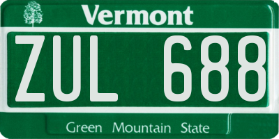 VT license plate ZUL688