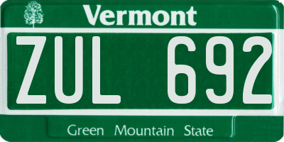 VT license plate ZUL692