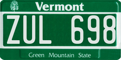 VT license plate ZUL698