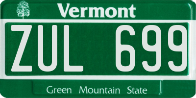 VT license plate ZUL699