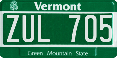 VT license plate ZUL705