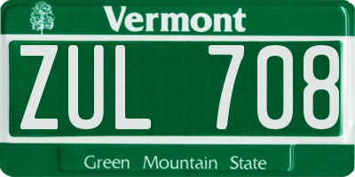 VT license plate ZUL708