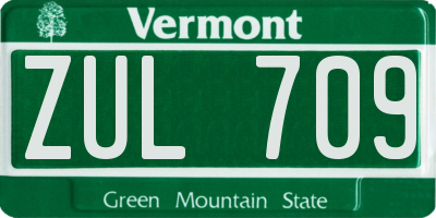 VT license plate ZUL709