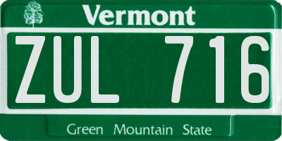 VT license plate ZUL716