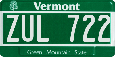 VT license plate ZUL722