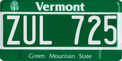 VT license plate ZUL725