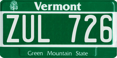 VT license plate ZUL726