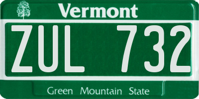 VT license plate ZUL732