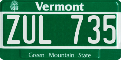 VT license plate ZUL735