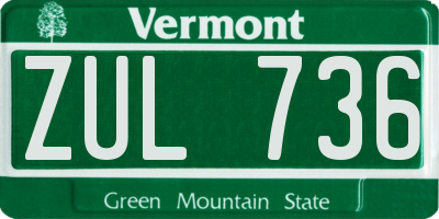 VT license plate ZUL736