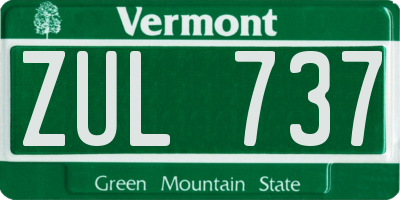 VT license plate ZUL737