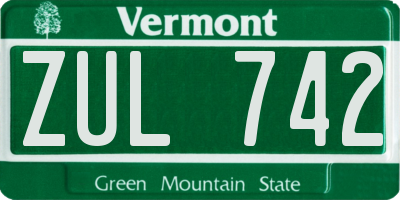 VT license plate ZUL742