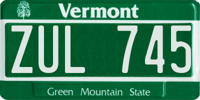 VT license plate ZUL745