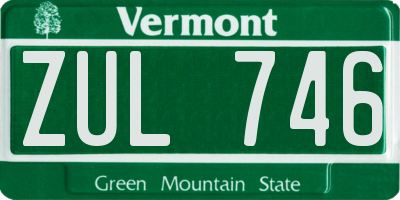 VT license plate ZUL746