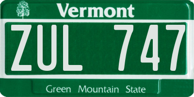 VT license plate ZUL747