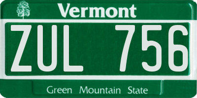 VT license plate ZUL756