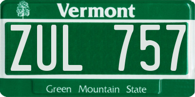 VT license plate ZUL757