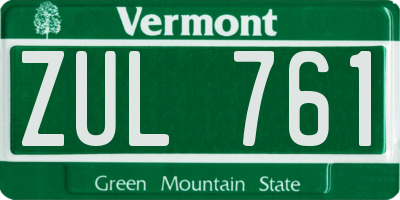 VT license plate ZUL761